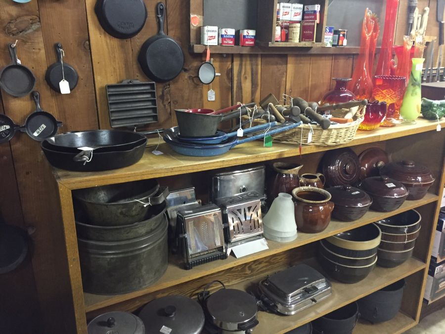 Antique Toasters, Porcelain Skillets, Crock Mixing Bowls The Packrats Den